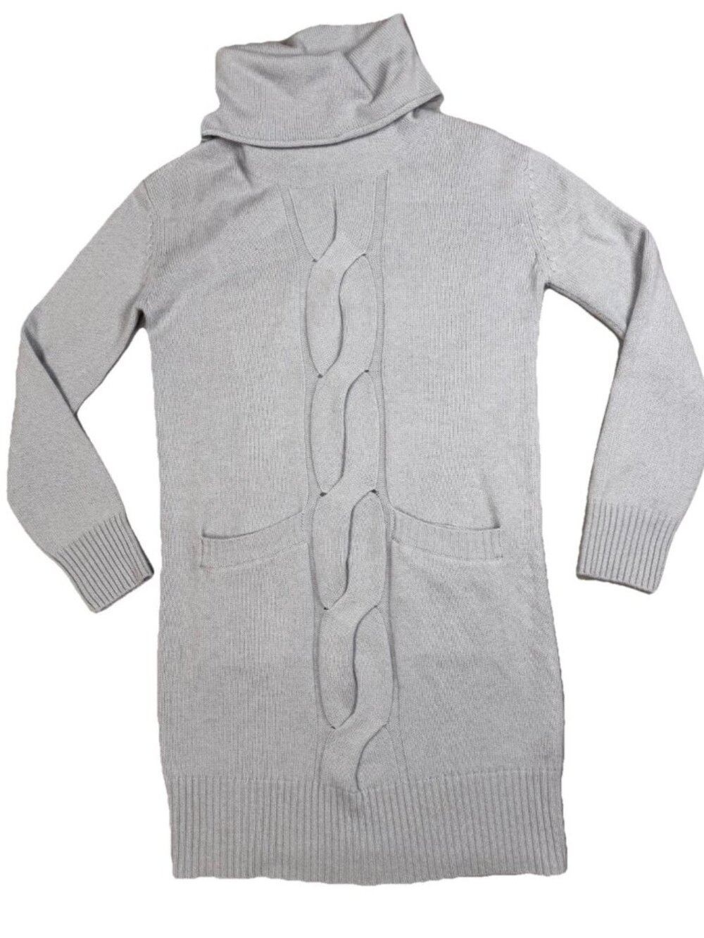Biarritz Womens 100% Cashmere Cowl Neck Sweater Dress in Icy Grey Size Small